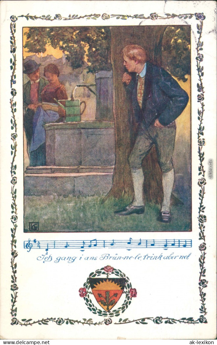 Ansichtskarte  Liedkarten - Ich Gang Ans Brünnelein 1912 - Música