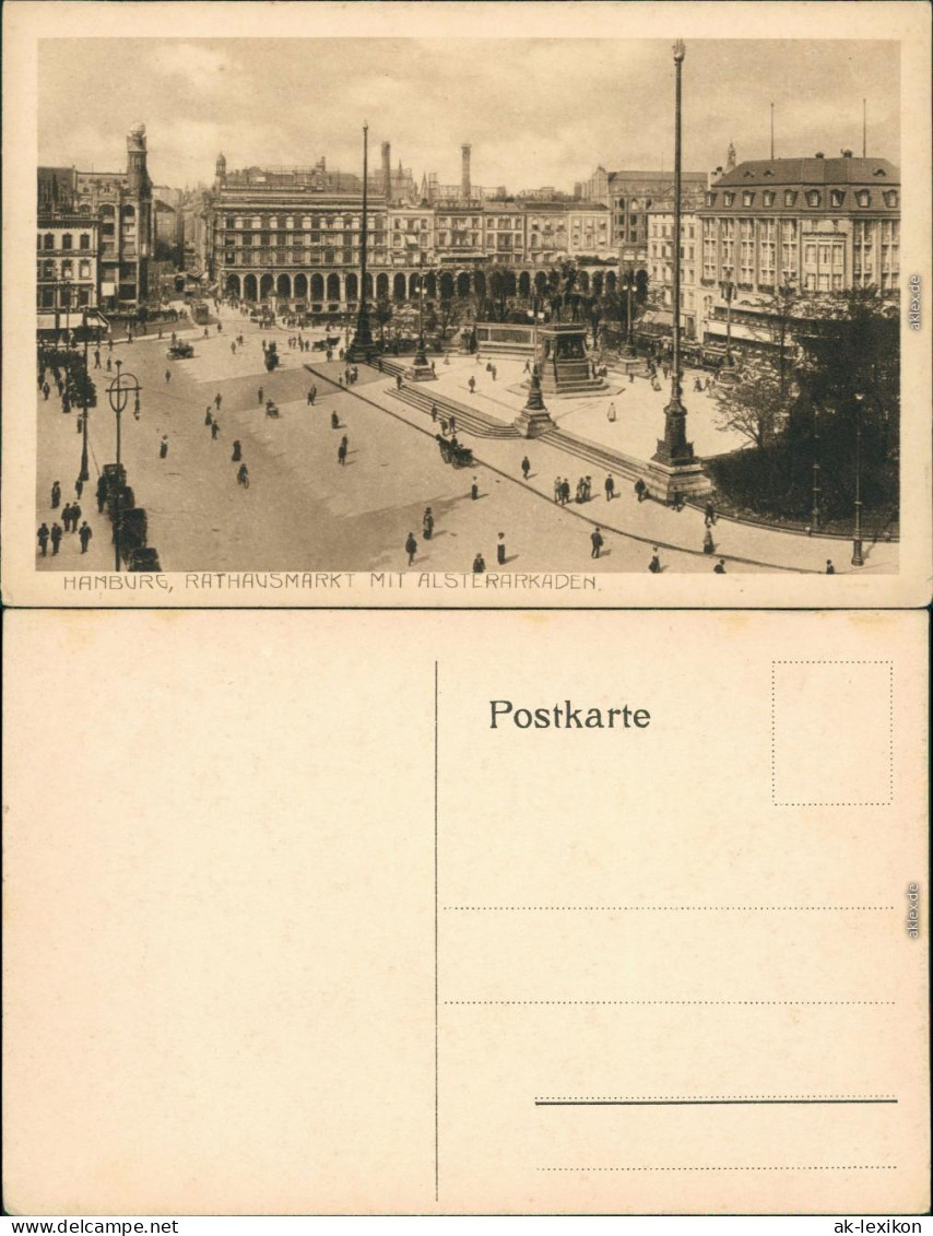 Ansichtskarte Altstadt-Hamburg Rathausmarkt Mit Alsterarkaden 1924 - Other & Unclassified