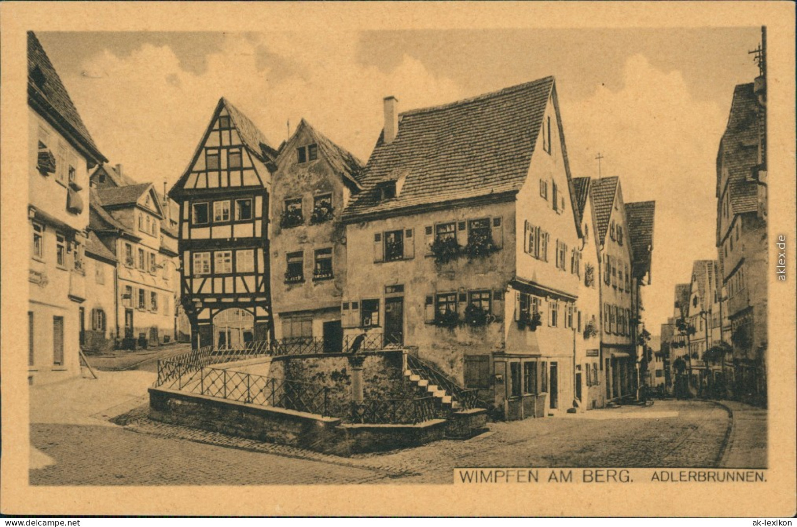 Ansichtskarte Bad Wimpfen Adlerbrunnen, Straßenpartie 1924 - Bad Wimpfen