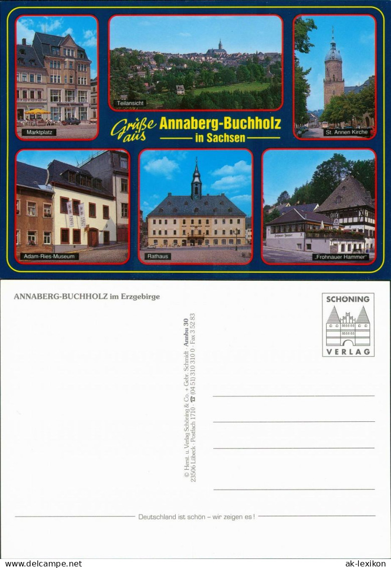 Annaberg-Buchholz Markt, Panorama, St. Annen Kirche, Adam-Ries-Museum 1990 - Annaberg-Buchholz