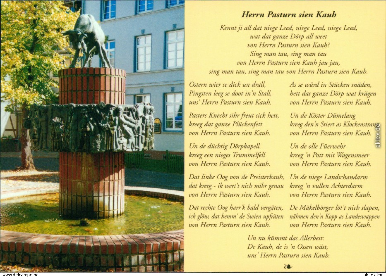 Schwerin Spruchkarte Brunnen Von Herrn Pasturn Sien Kauh Auf Schlachtermarkt - Schwerin