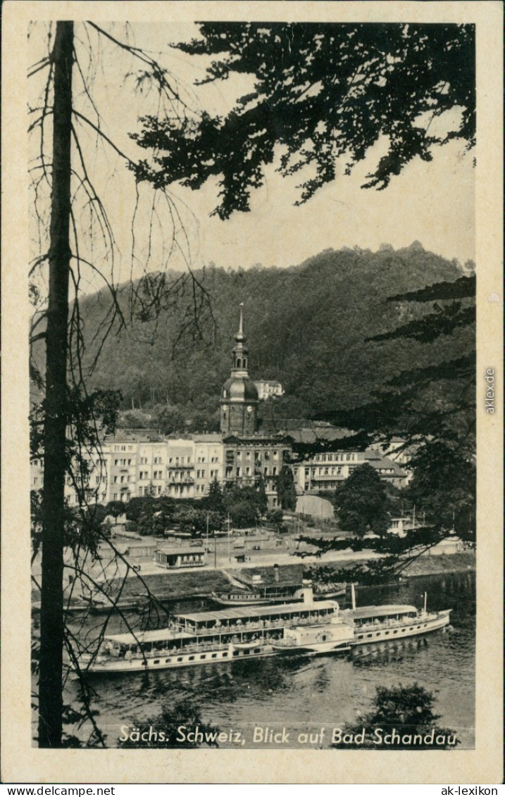 Ansichtskarte Bad Schandau Blick Auf Die Stadt, Kirche, Elbdampfer 1953 - Bad Schandau