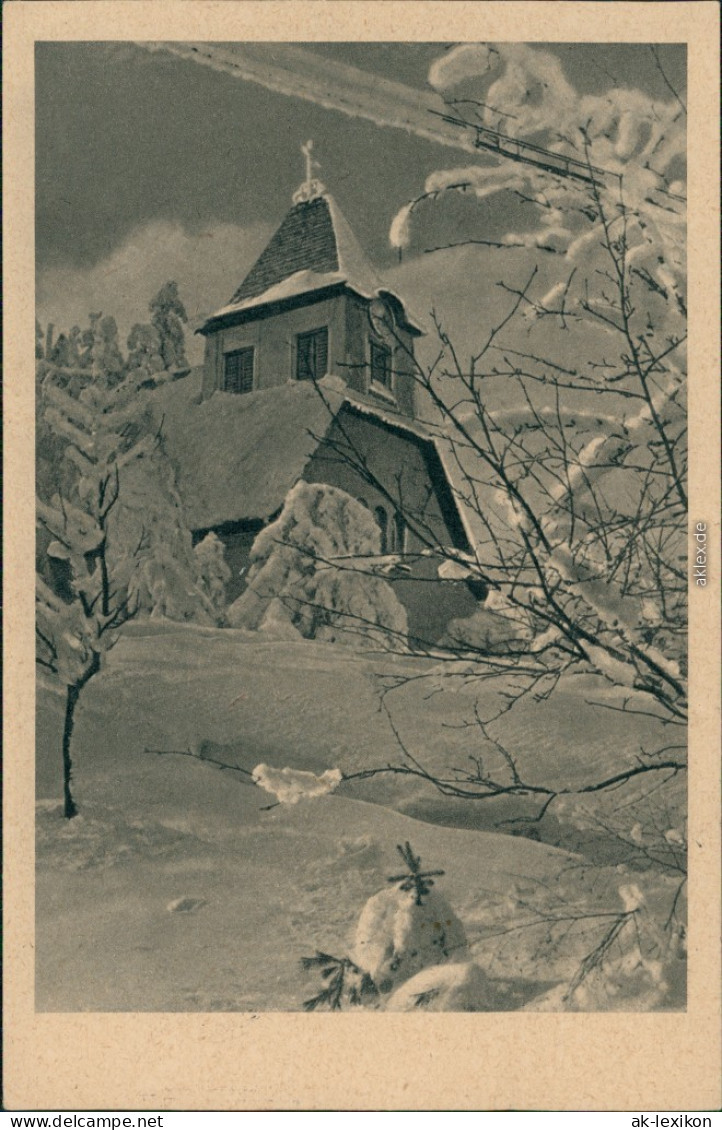 Ansichtskarte Oberbärenburg-Altenberg (Erzgebirge) Kirche Im Winter 1928 - Altenberg