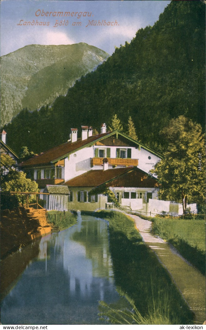 Ansichtskarte Oberammergau Landhaus Böld Am Mühlbach 1914 - Oberammergau