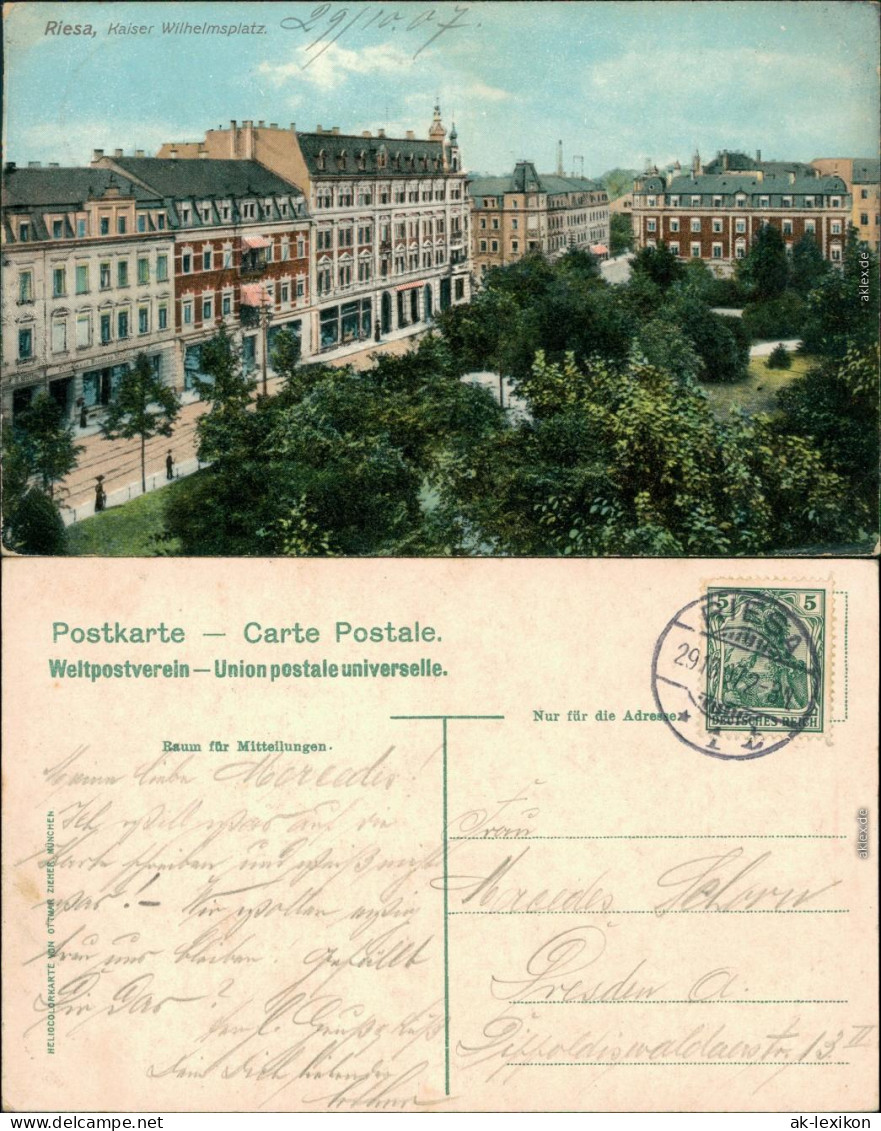 Ansichtskarte Riesa Kaiser-Wilhelm-Platz 1907 - Riesa