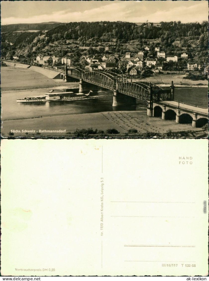 Rathmannsdorf (Sachsen) Blick Auf Die Stadt, Brücke, Dampfer 1958 - Rathmannsdorf (Sachsen)