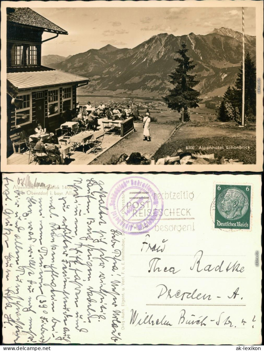 Ansichtskarte Oberstdorf (Allgäu) Partoe Am Alpenhotel Schönblick 1934  - Oberstdorf