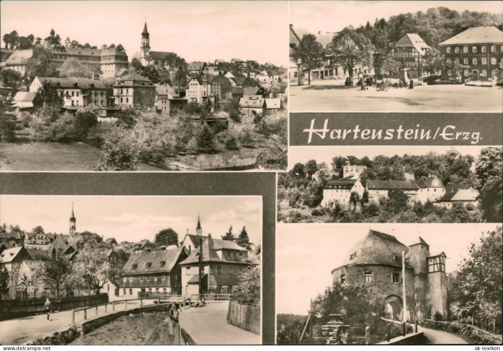 Ansichtskarte Hartenstein (Sachsen) Panorama, Markt, Fluss, Burg 1971 - Hartenstein