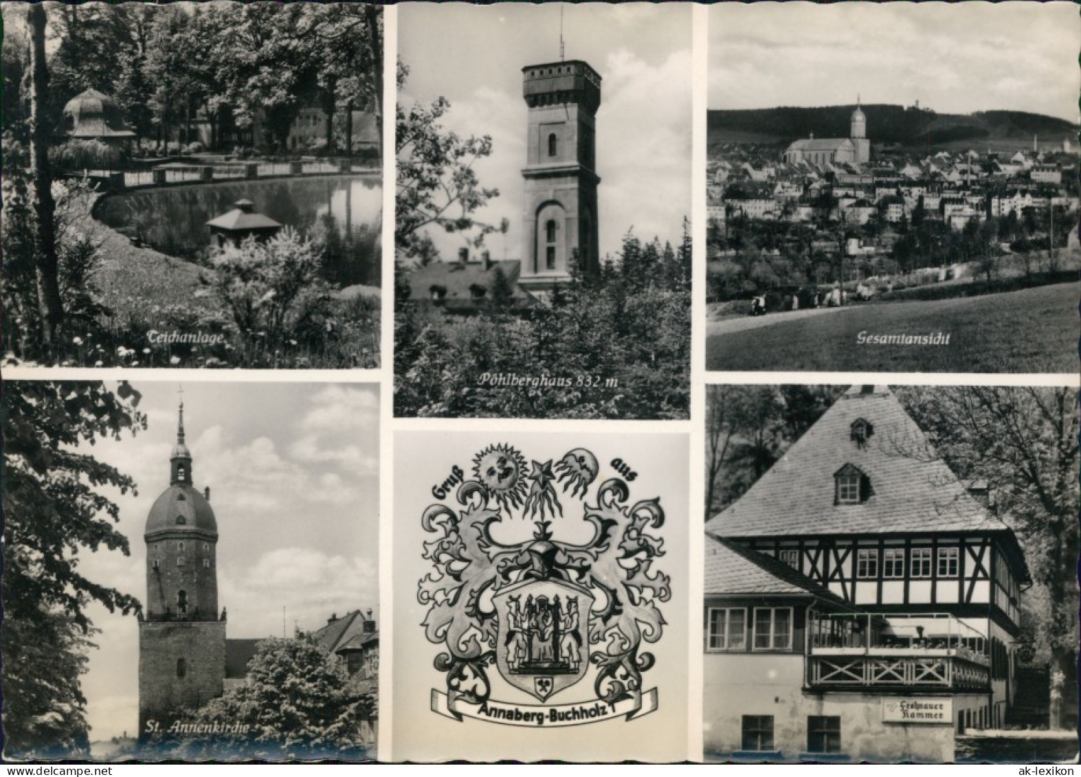 Annaberg-Buchholz Teich, Pöhlberghaus, Panorama, St. Annenkirche 1959 - Annaberg-Buchholz