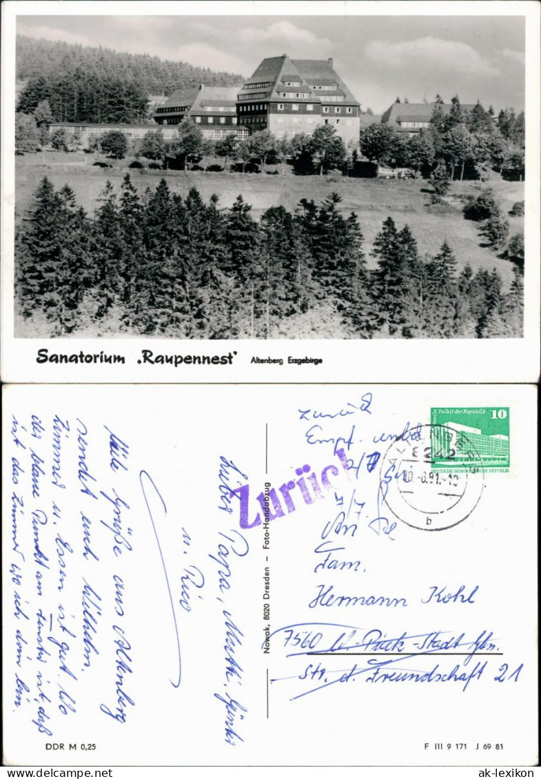 Ansichtskarte Altenberg (Erzgebirge) Sanatorium "Raupennest" 1981 - Altenberg