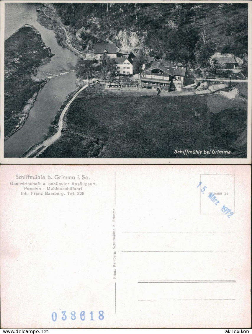 Ansichtskarte Grimma Luftbild - Gaststätte Schiffmühle 1972 - Grimma