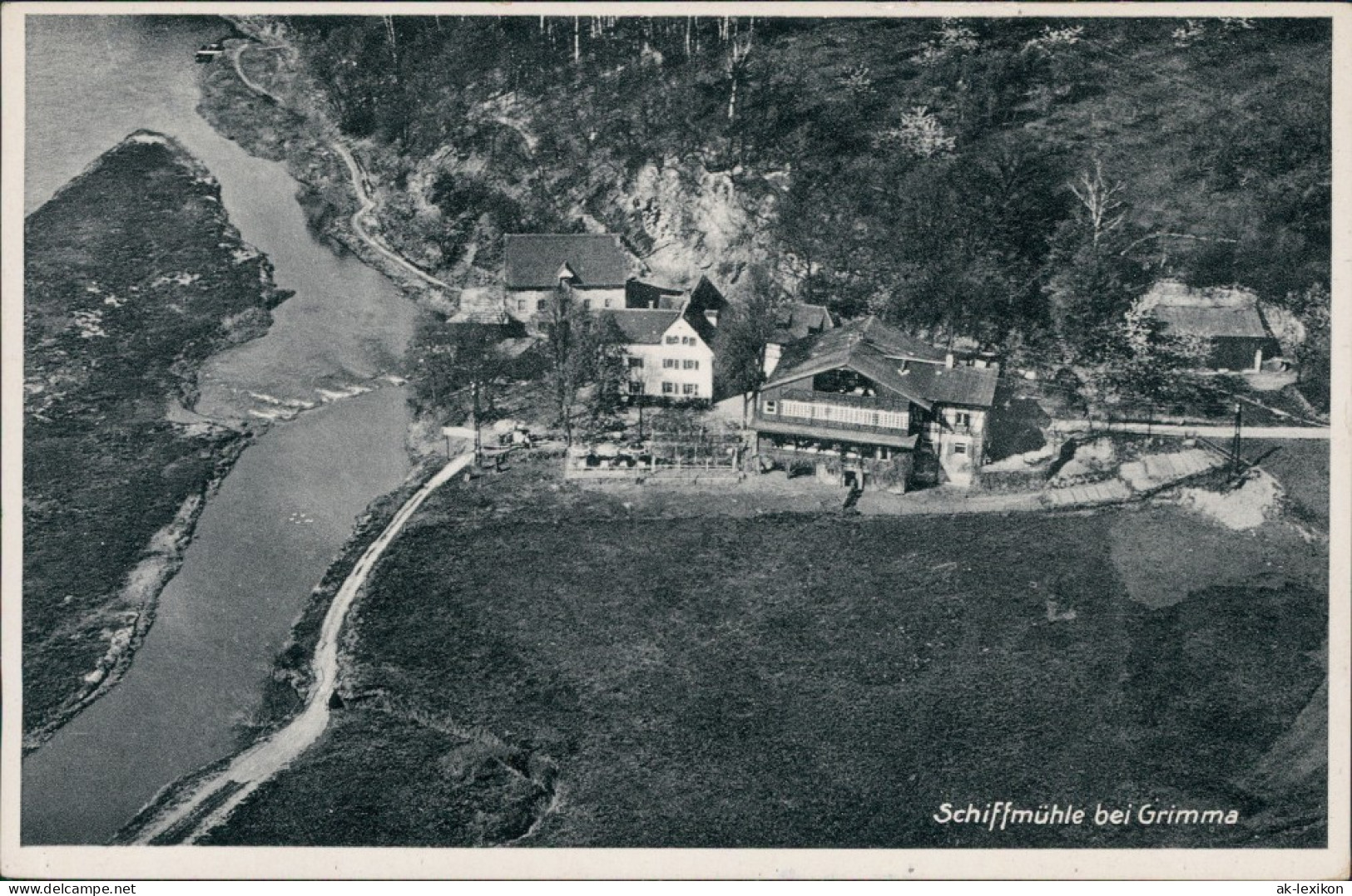 Ansichtskarte Grimma Luftbild - Gaststätte Schiffmühle 1972 - Grimma