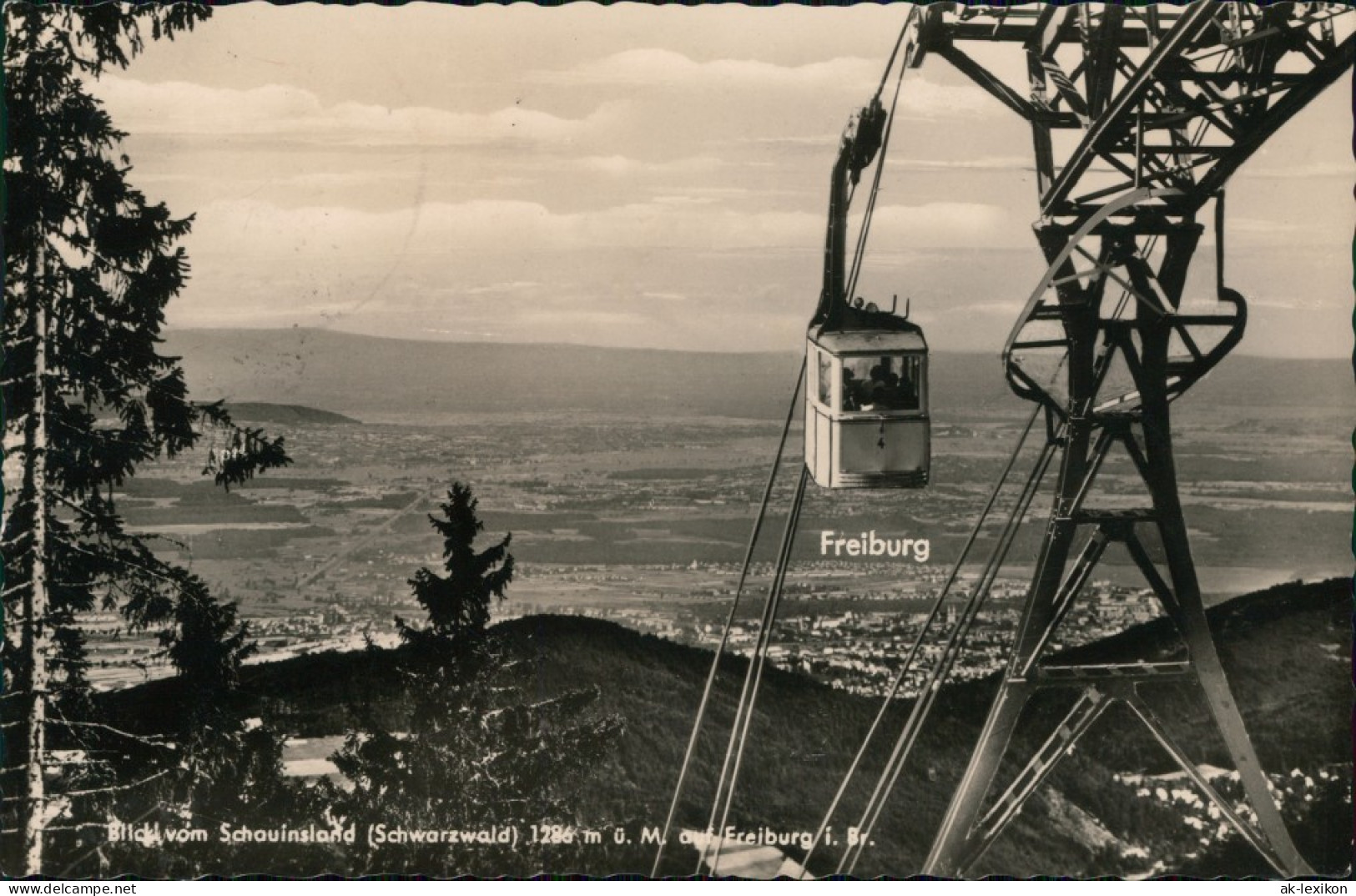 Freiburg Im Breisgau Seilbahn - Blick Vom Schauinsland Auf Die Stadt 1954 - Freiburg I. Br.