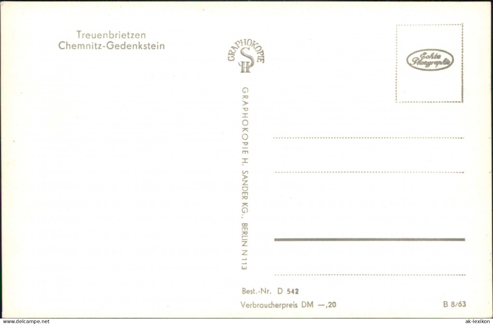 Ansichtskarte Treuenbrietzen Chemnitz-Gedenkstein 1963 - Treuenbrietzen