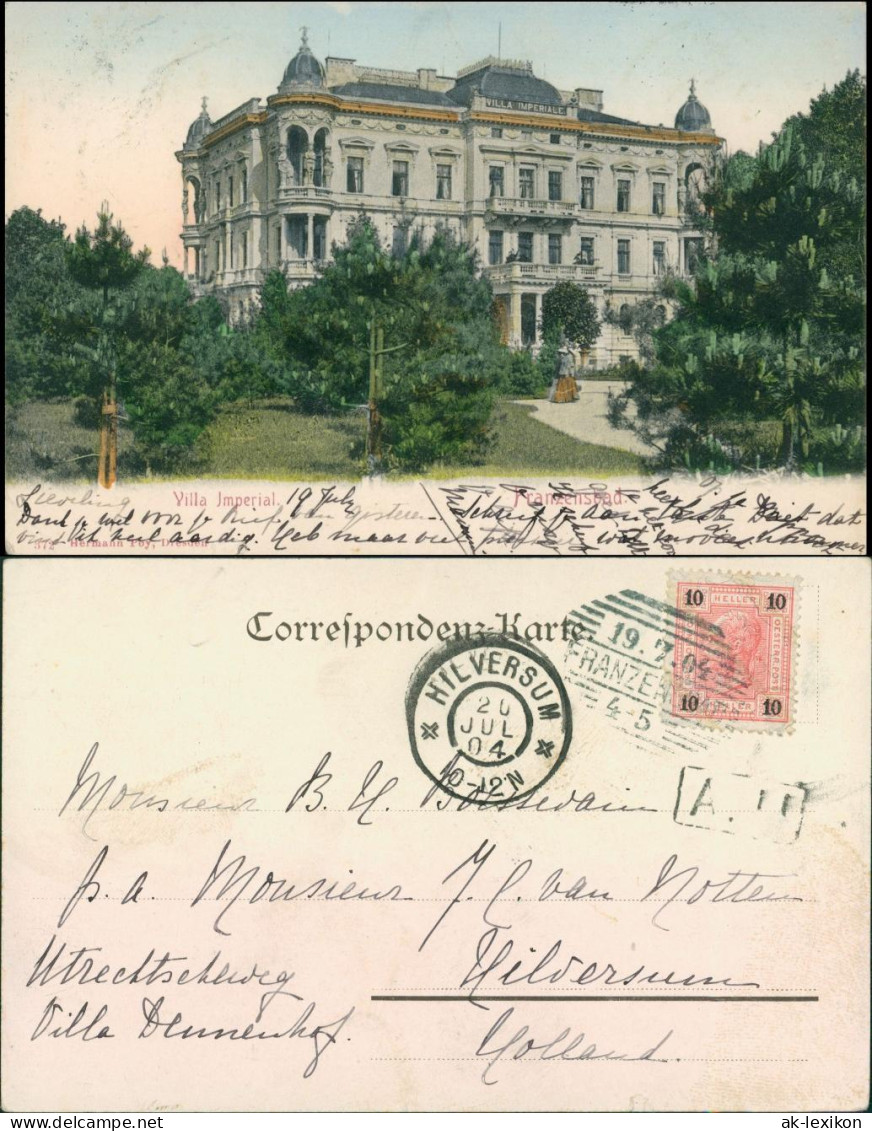 Postcard Franzensbad Františkovy Lázně Villa Imperial 1904  - Tschechische Republik