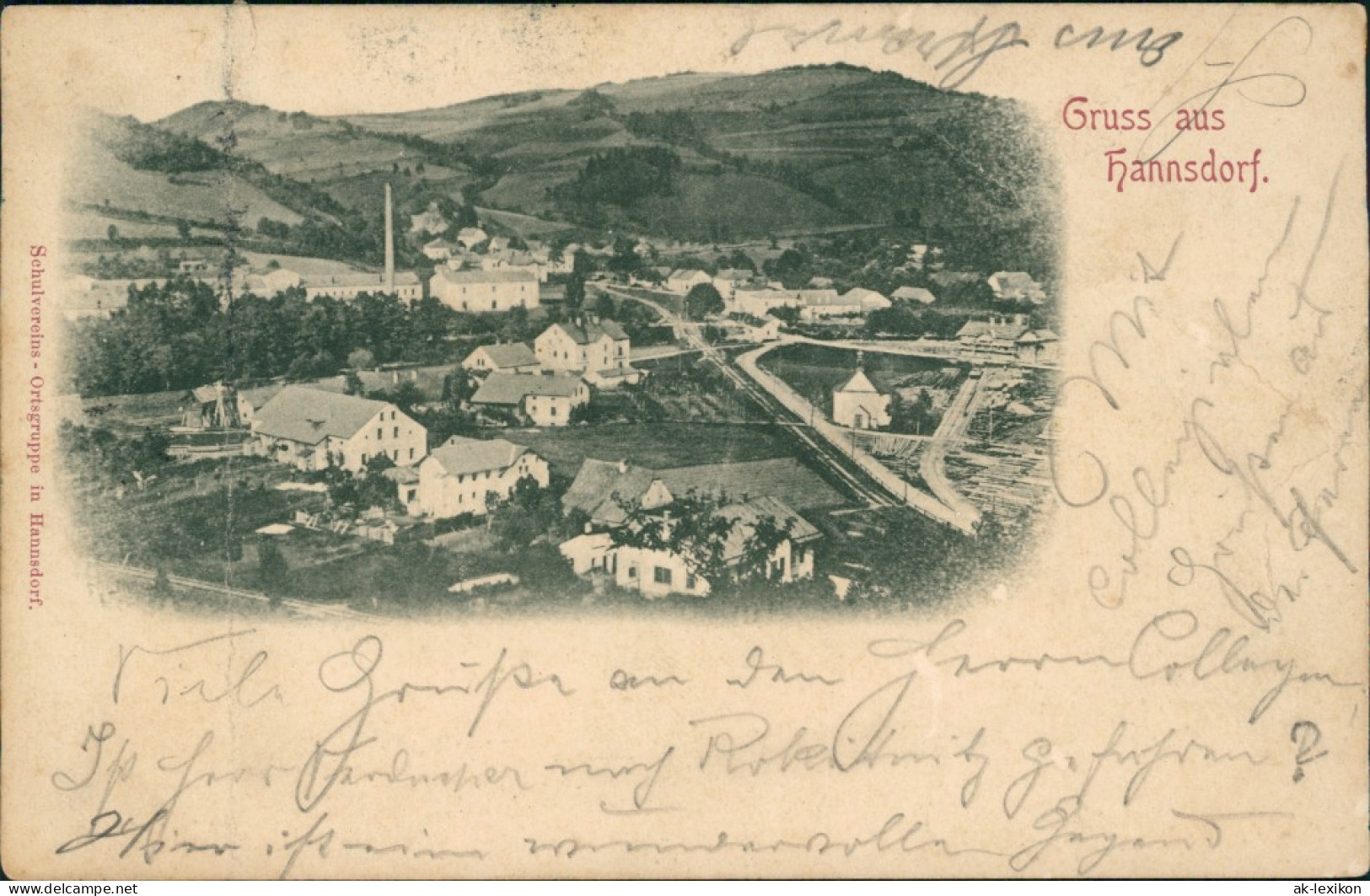 Postcard Halbseit-Hannsdorf Holba Hanušovice Blick Auf Den Ort 1900 - Tschechische Republik