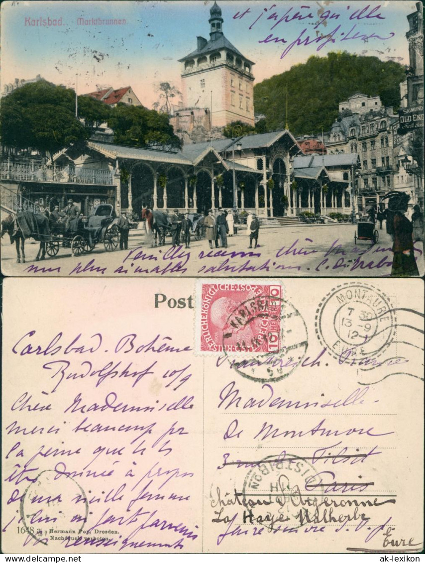 Postcard Karlsbad Karlovy Vary Marktbrunnen 1912 - Tschechische Republik