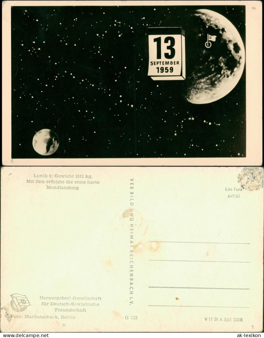 Ansichtskarte  DSF 13.9. 1959 - Raumfahrt Propaganda 1961  - Space