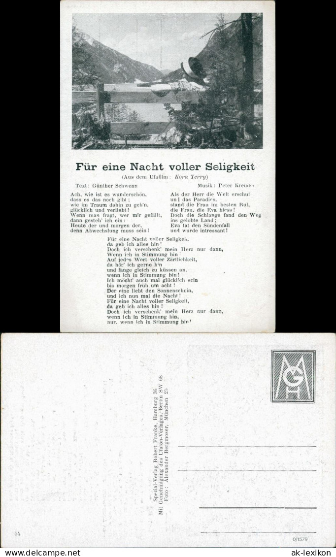 Ansichtskarte  Liedkarten - Für Eine Nacht Voller Seligkeit 1940 - Musik