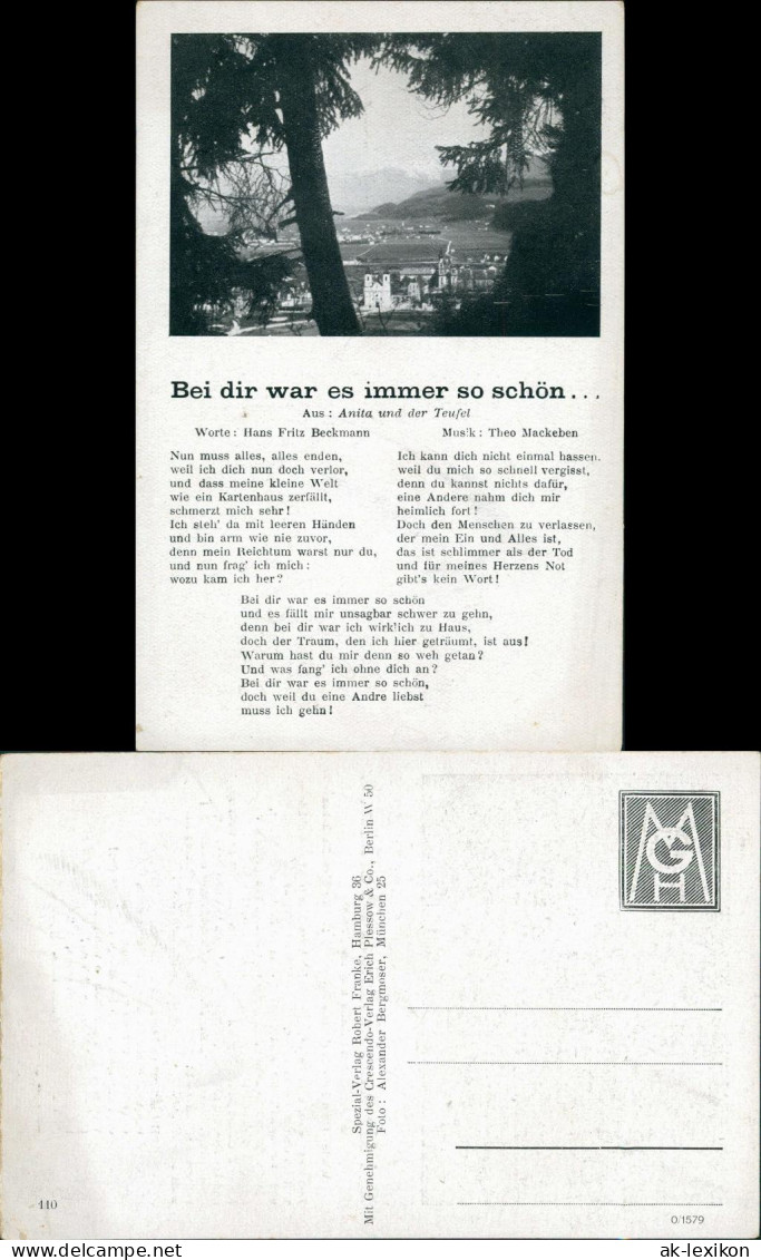 Ansichtskarte  Liedkarten - Bei Dir War Es Immer So Schön 1940 - Musik
