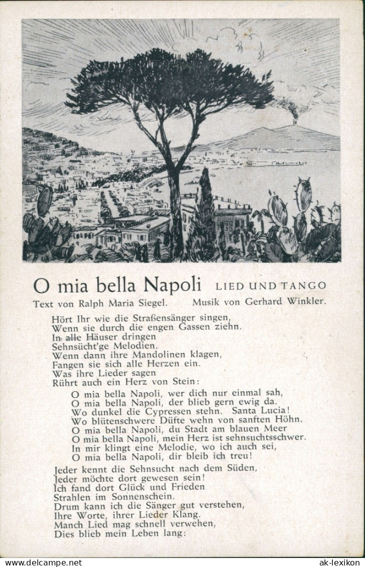 Ansichtskarte  Liedkarte: O Mia Bella Napoli (Tango Von Gerhard Winkler) 1940 - Muziek