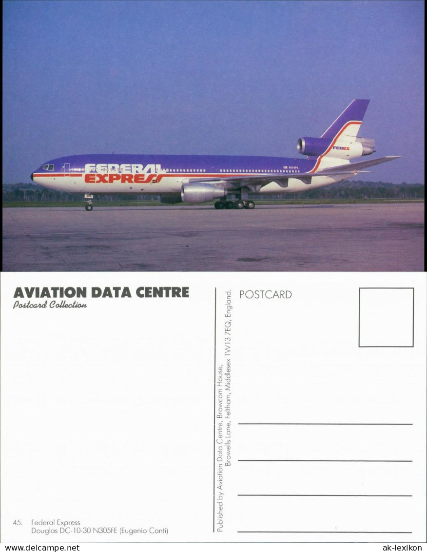 Ansichtskarte  Federal Express Douglas DC-10-30 N305FE Flugzeug 1990 - 1946-....: Ere Moderne