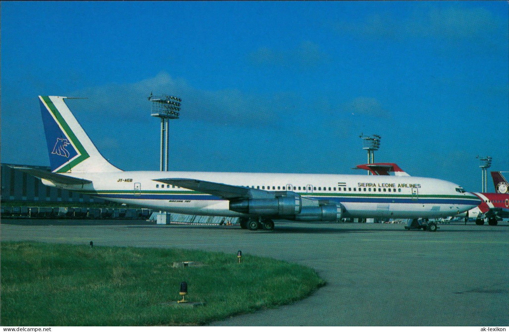 Ansichtskarte  Sierra Leone Airlines Boeing 707-323C JY-AEB Flugzeug 1990 - 1946-....: Ere Moderne