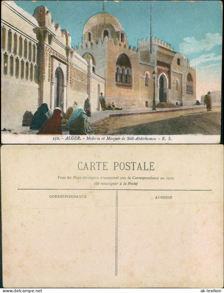 Postcard Algier دزاير Medersa Et Moschee De Sidi Abderhaman 1916  - Alger