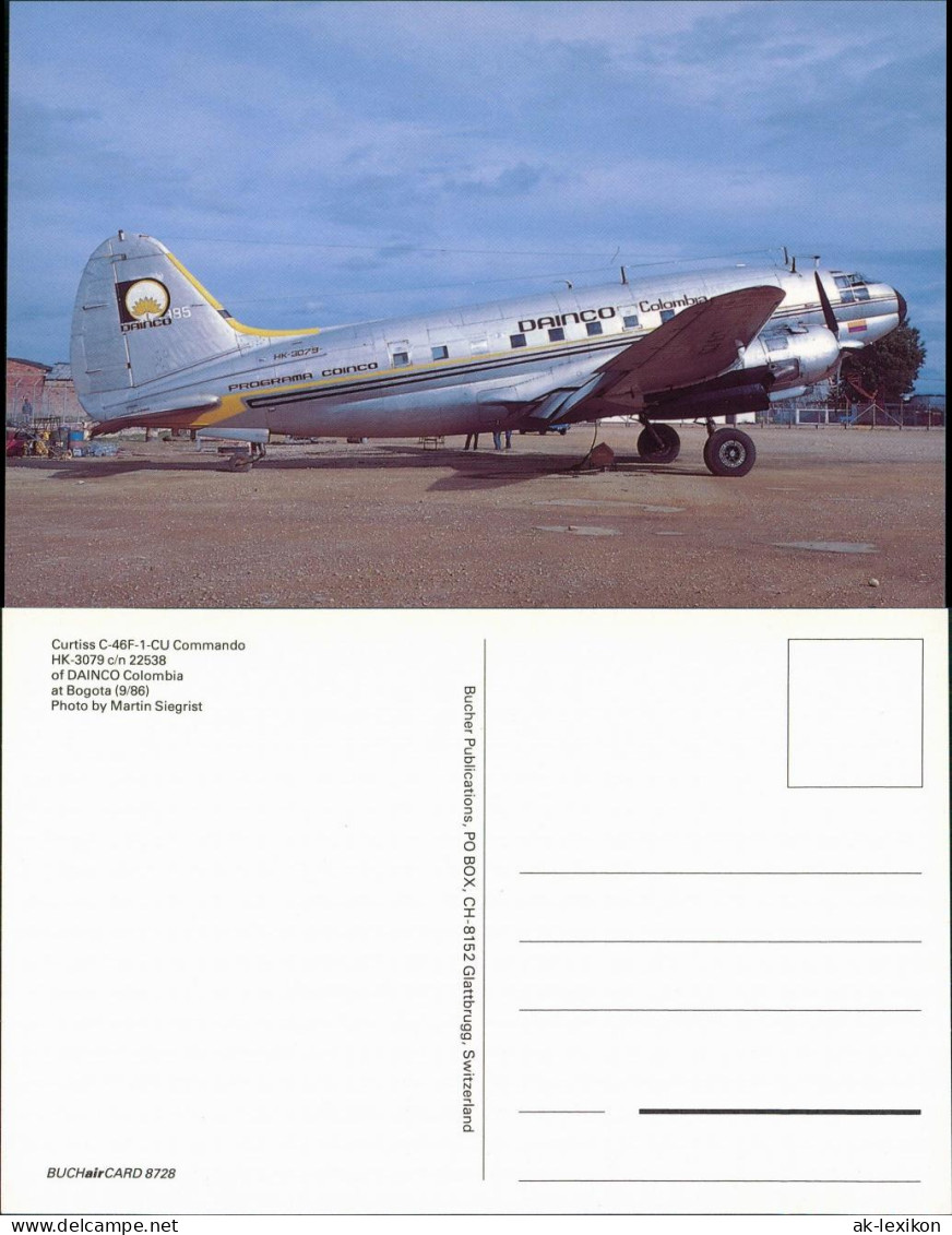 Ansichtskarte  Curtiss C-46F-1-Cu Commando HK-3079 C/n 22538 At Bogota 1986 - 1946-....: Ere Moderne