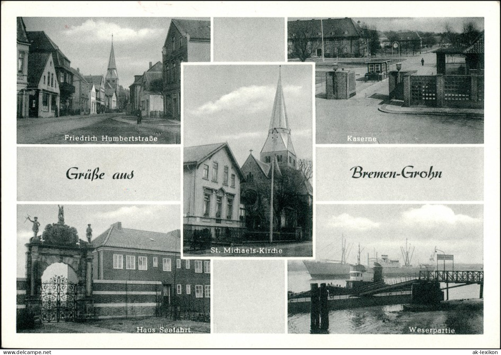 Ansichtskarte Grohn-Bremen 5 Bild: Straßen Und Kaserne 1961 - Bremen