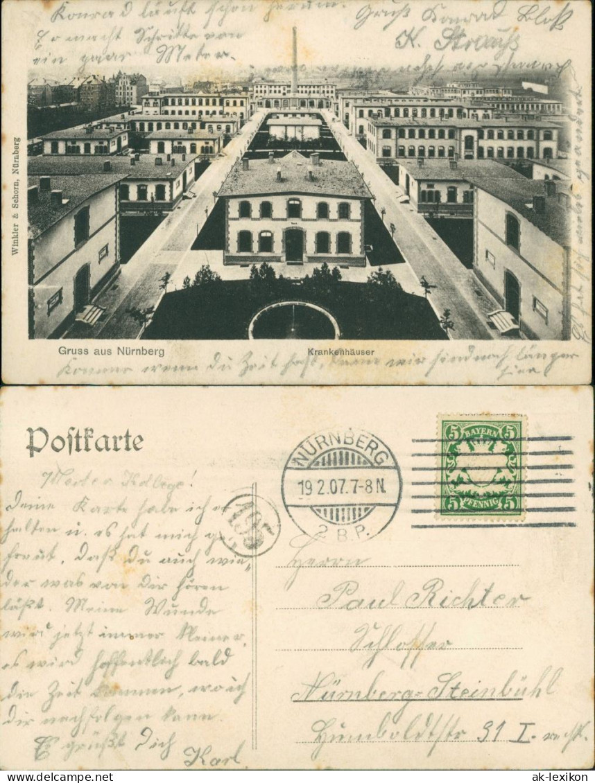 Ansichtskarte Nürnberg Blick über Die Krankenhäuser 1907 - Nuernberg