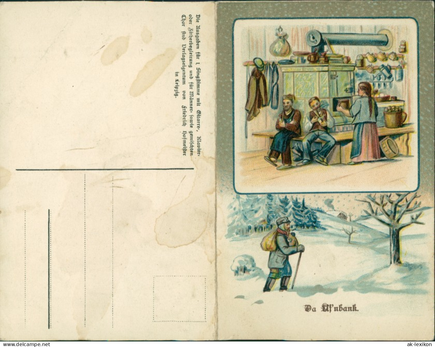 Klappkarte Winter Liedkarten Erzgebirge Anton Günther Da Ufnbank 1911 Gottesgab - Musik
