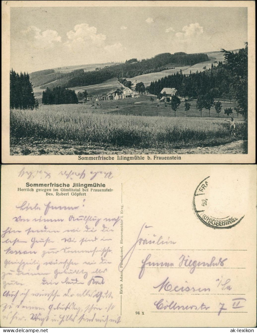 Ansichtskarte Frauenstein (Erzgebirge) Jllingmühle 1928 - Frauenstein (Erzgeb.)