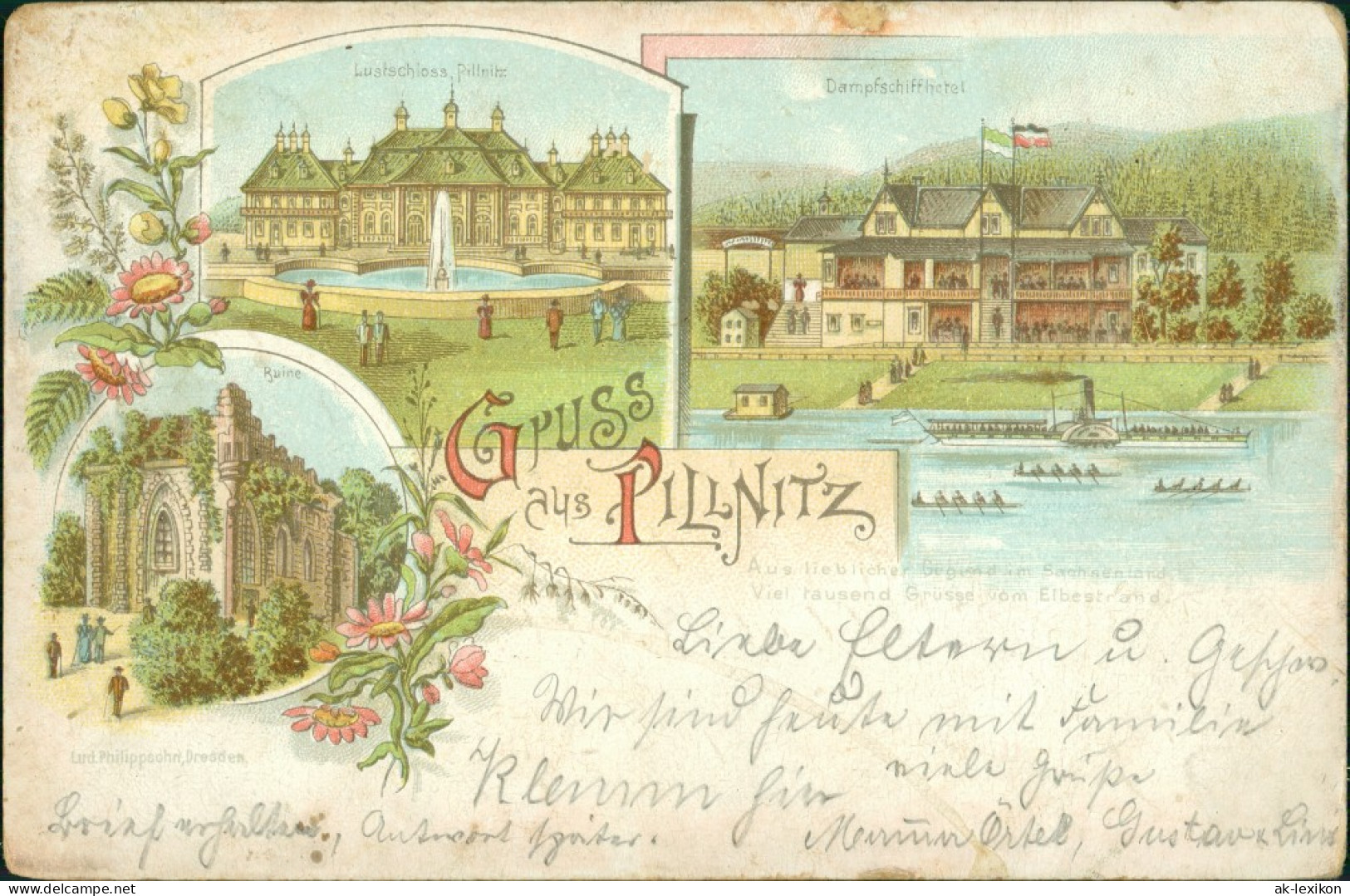 Ansichtskarte Pillnitz Litho AK: Schloss, Dampfschiffhotel 1898 - Pillnitz