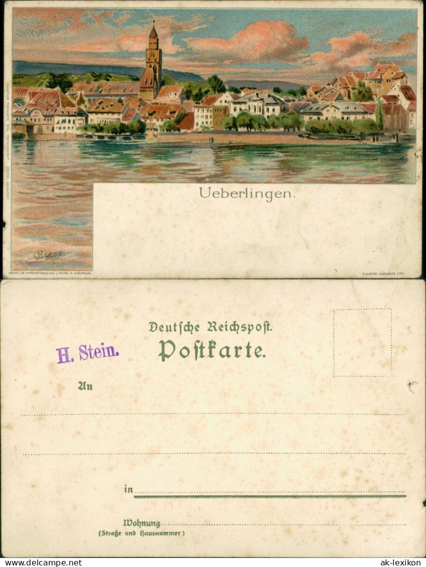 Ansichtskarte Überlingen Blick Auf Die Stadt Künstlerkarte Biese 1907 - Ueberlingen