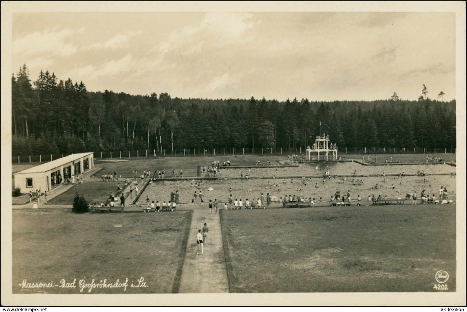 Ansichtskarte Großröhrsdorf Massenei Schwimmbad 1930 - Grossröhrsdorf