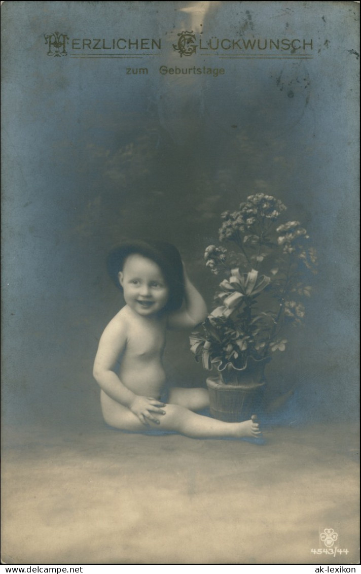 Ansichtskarte  Fotokunst - Geburtstag - Kleiner Junge Vor Topfpflanze 1908 - Birthday