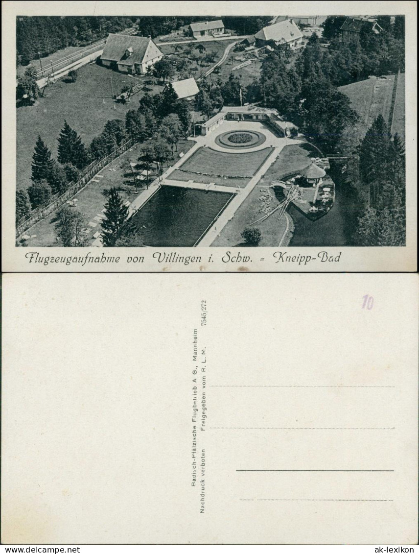 Ansichtskarte Villingen-Schwenningen Luftbild Kneipp-Bad 1934 - Villingen - Schwenningen