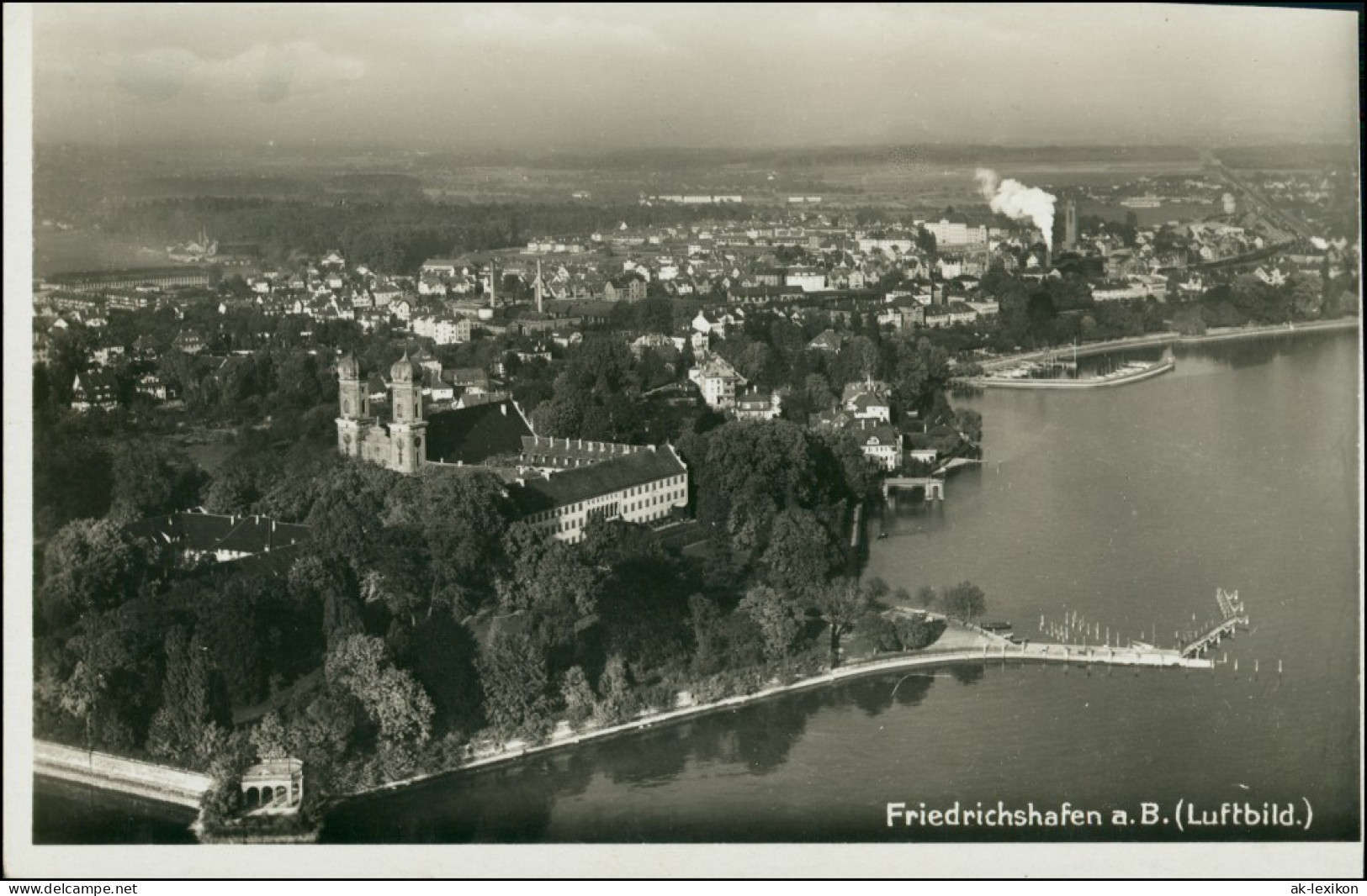 Ansichtskarte Friedrichshafen Luftbild: Stadt, Fabriken 1931 - Friedrichshafen