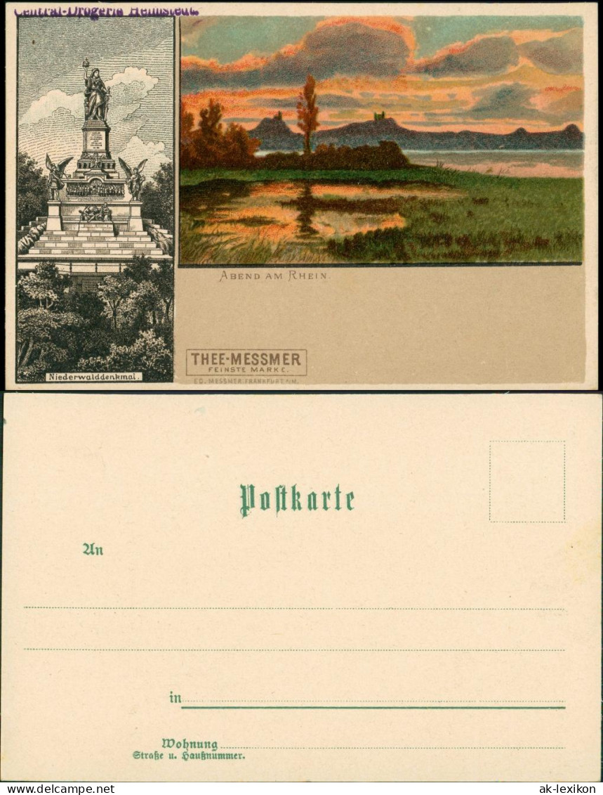 Rüdesheim (Rhein) 2 Bild National-Denkmal Stimmungsbild Rhein 1907 - Ruedesheim A. Rh.