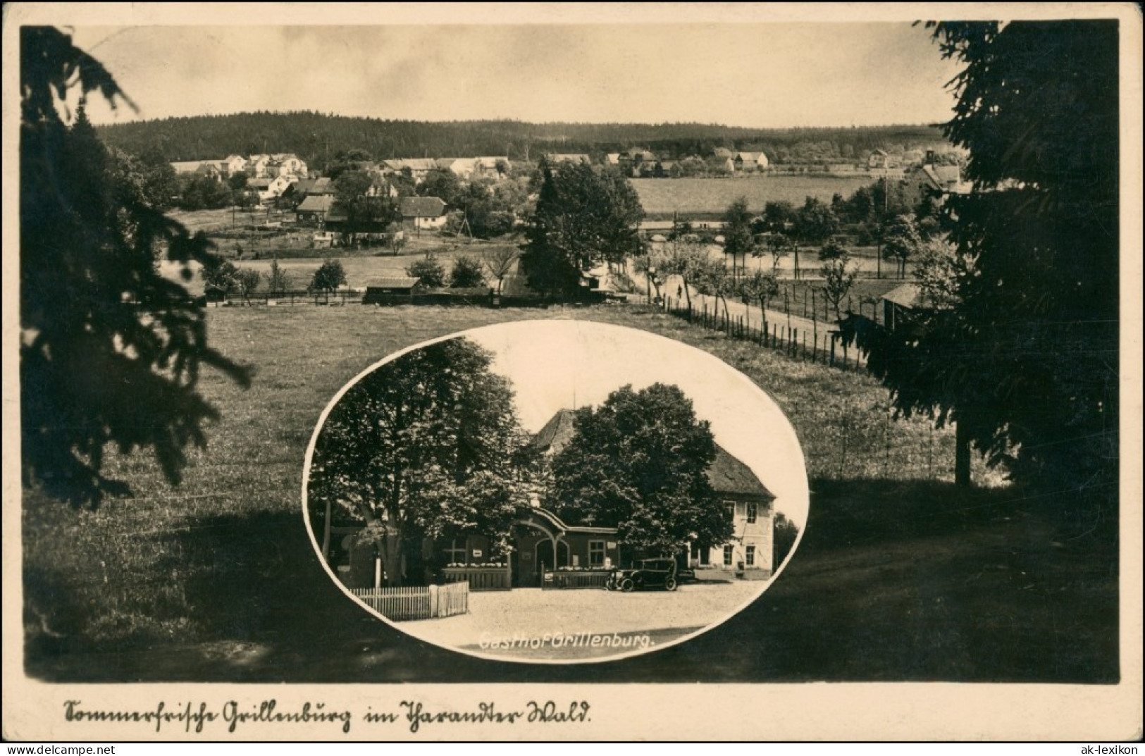 Ansichtskarte Grillenburg-Tharandt Grillenburg - 2 Bild: Gasthaus 1934 - Tharandt