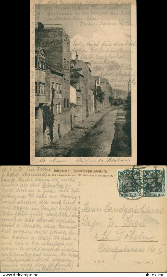Ansichtskarte Meißen Blick Von Der Schulbrücke 1919 - Meissen