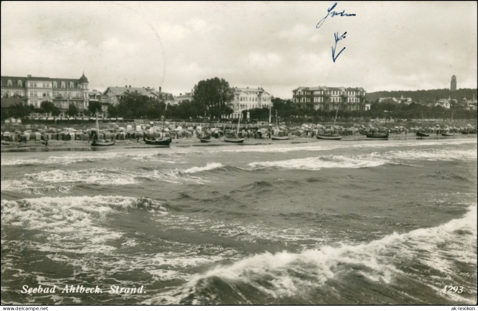 Ansichtskarte Ahlbeck (Usedom) Strandpromenade Vom Meer 1939 - Other & Unclassified