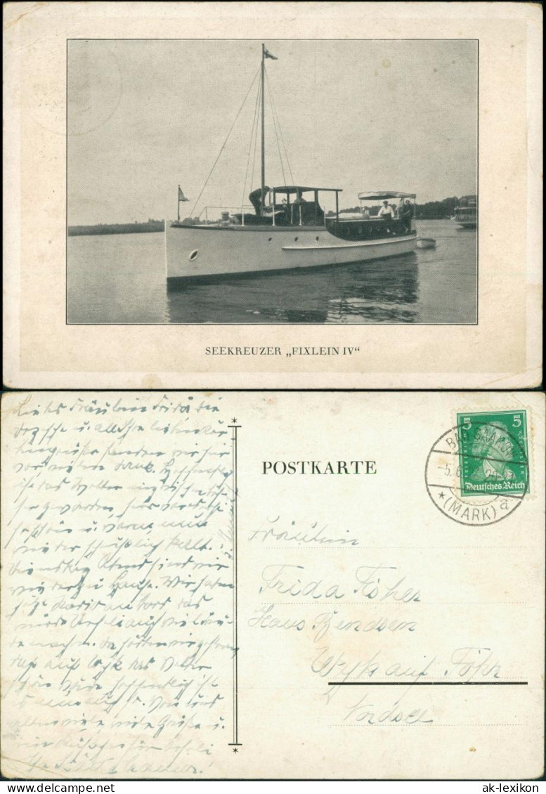 Ansichtskarte  Seekreuzer Fixlein 1929 - Sailing Vessels
