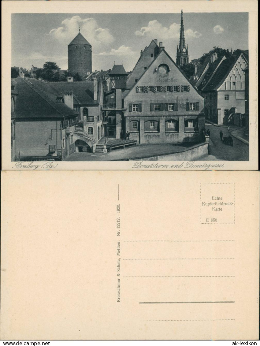 Ansichtskarte Freiberg (Sachsen) Donatsturm Donatgasse 1920 - Freiberg (Sachsen)