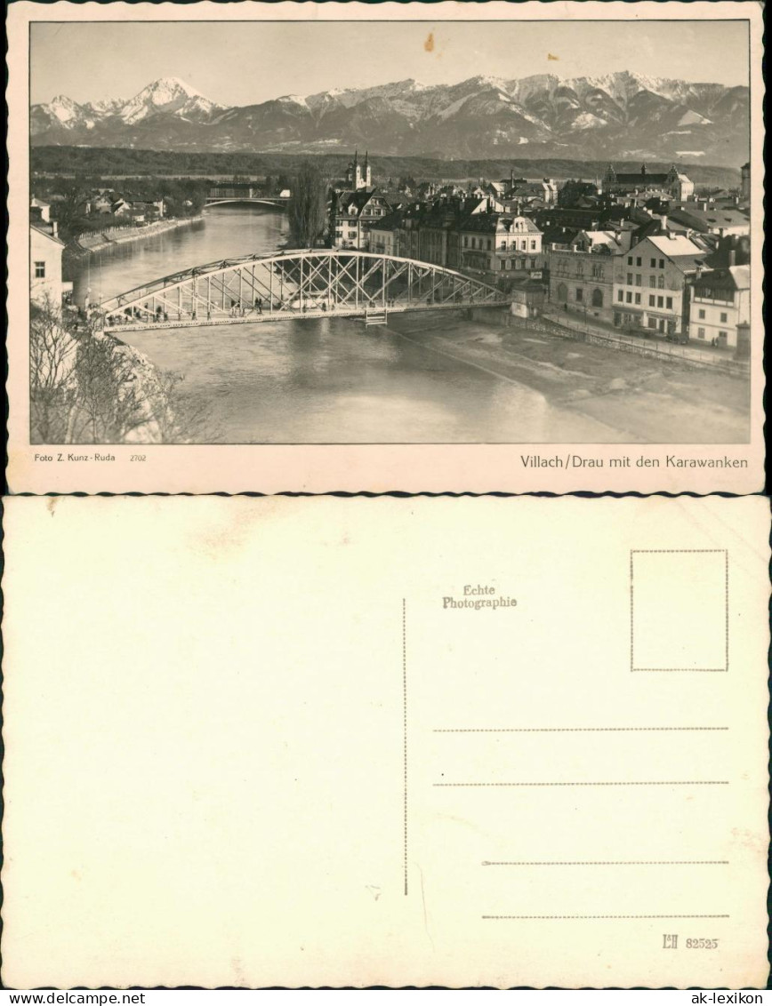 Villach Karawanken Blick, Bus Passiert Stahlbau Brücke Der Drau 1940 - Sonstige & Ohne Zuordnung