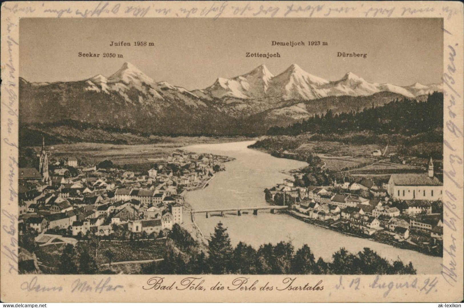 Ansichtskarte Bad Tölz Panorama-Ansicht Der "Perle Des Isartals" 1924 - Bad Tölz