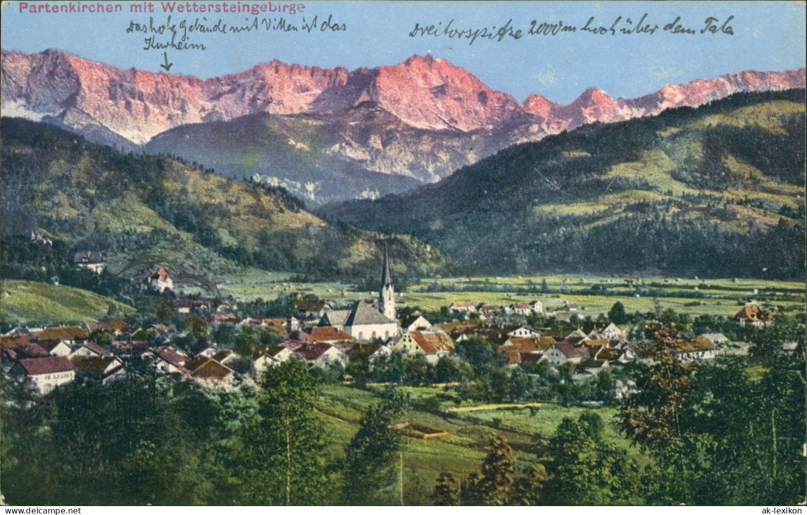 .Bayern Panorama-Ansicht Alpen Blick Panorama Wettersteingebirge 1910 - Garmisch-Partenkirchen