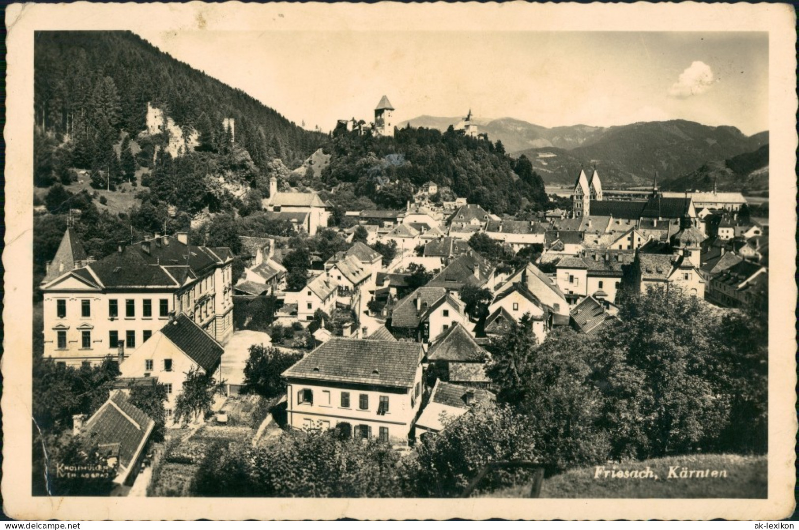 Friesach Teilansicht Blick Auf Häuser, Strasse Und Alpen Bergland 1941 - Sonstige & Ohne Zuordnung