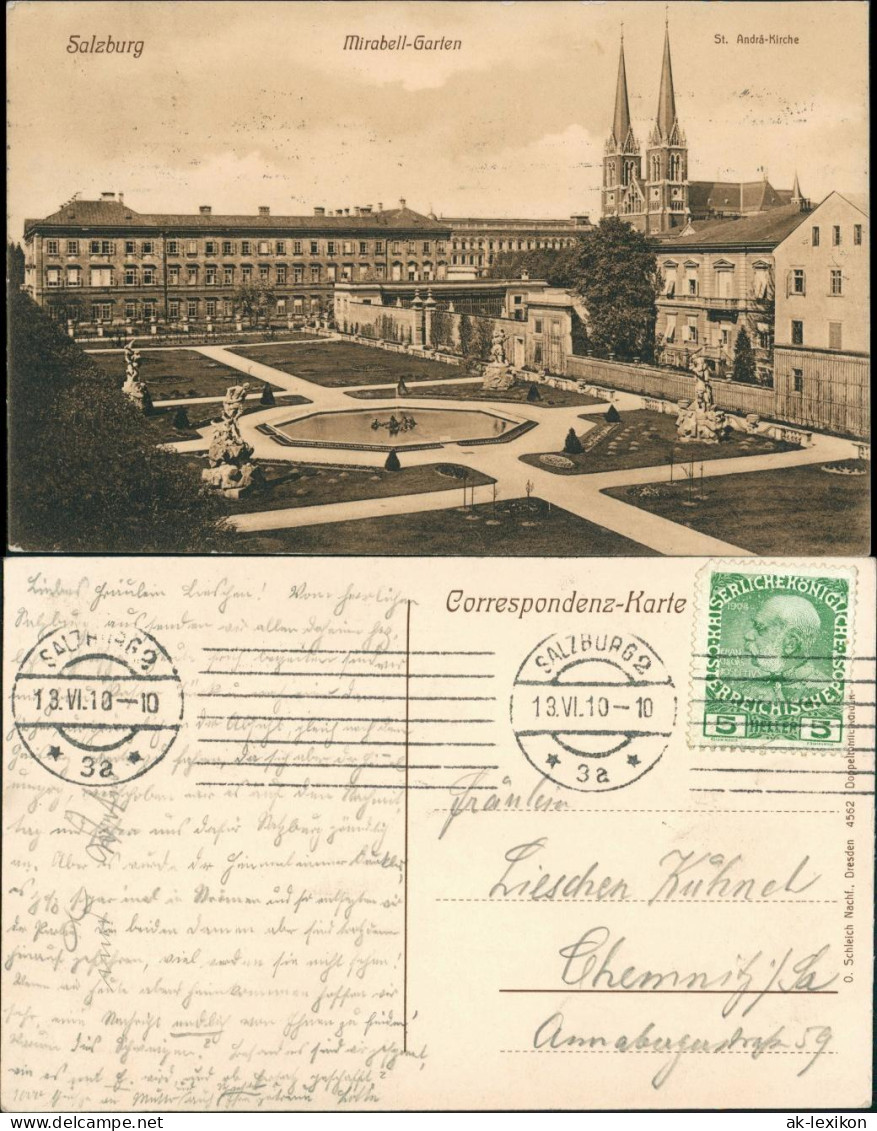 Salzburg Mirabell-Schloss Mirabellgarten Panorama Mit Kirche 1910 - Other & Unclassified